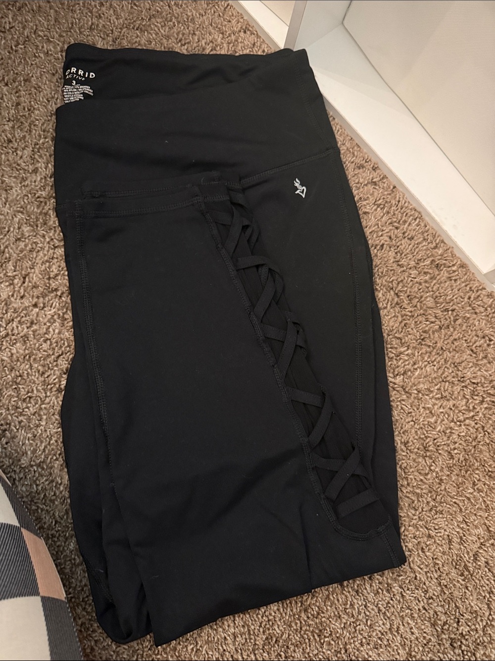 torrid Black Lace-Up Side Capri Leggings